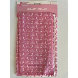 BANDANDAS 2-PACK BREAST CANCER AWARENESS PINK WHITE NEW